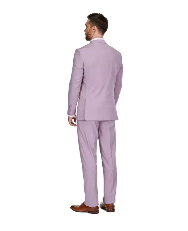 Men's 3-Piece Classic Fit Performance Stretch Kostyumi - Lilak - 4