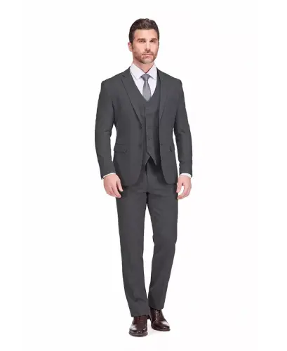 Men's 3-Piece Classic Fit Performance Stretch Suit - Dark grey - 1