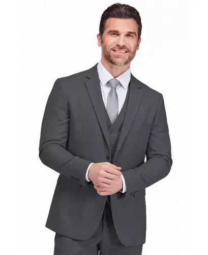 Men's 3-Piece Classic Fit Performance Stretch Suit - Dark grey - 3