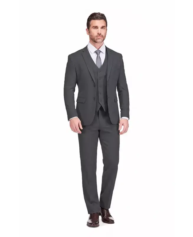 Men's 3-Piece Classic Fit Performance Stretch Suit - Dark grey - BRAVEMAN