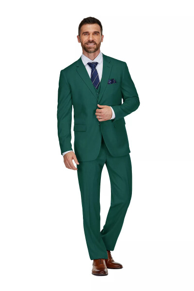 Men's 3-Piece Classic Fit Performance Stretch Suit - Hunter Green - 1