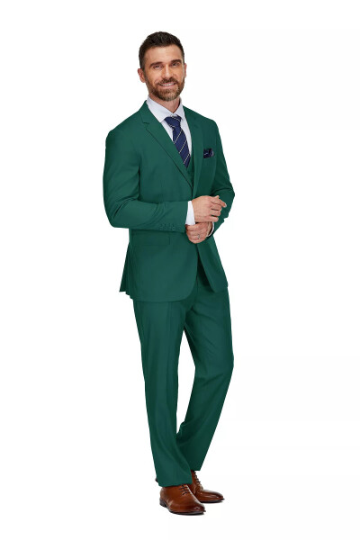 Men's 3-Piece Classic Fit Performance Stretch Suit - Hunter Green - 2