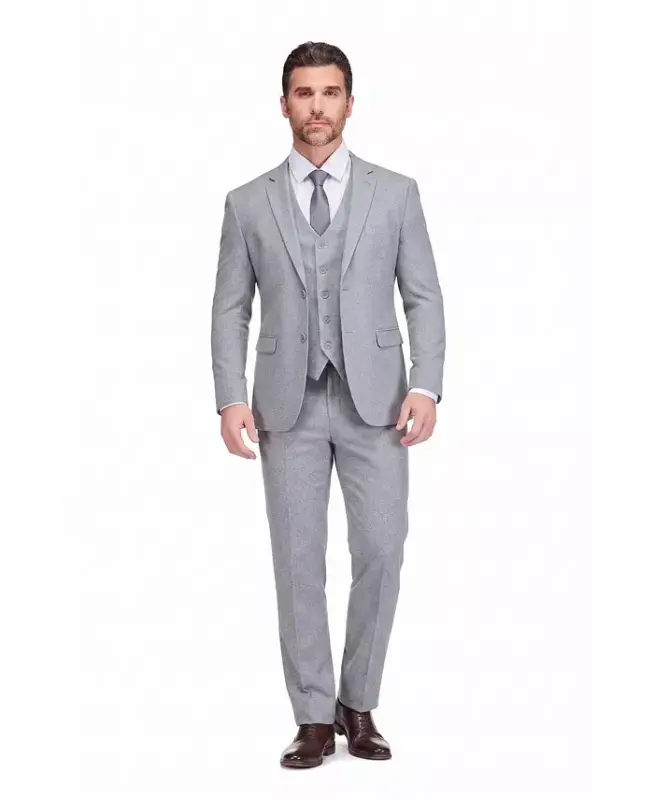 Men's 3-Piece Classic Fit Performance Stretch Suit - Light grey - 2