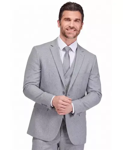 Men's 3-Piece Classic Fit Performance Stretch Suit - Light grey - 3