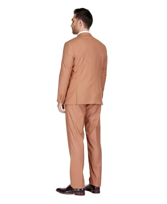 Men's 3-Piece Classic Fit Performance Stretch Suit-Rust brown - 4