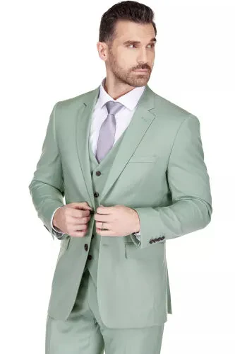 Men's 3-Piece Classic Fit Performance Stretch Suit-Sage - BRAVEMAN (1)
