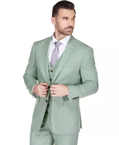Men's 3-Piece Classic Fit Performance Stretch Suit-Sage - 6