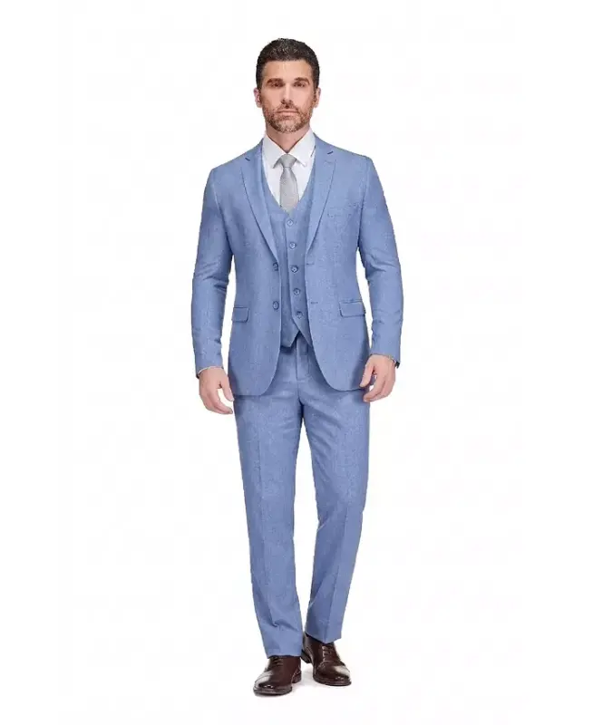 Men's 3-Piece Classic Fit Performance Stretch Suit - Steel blue - 2