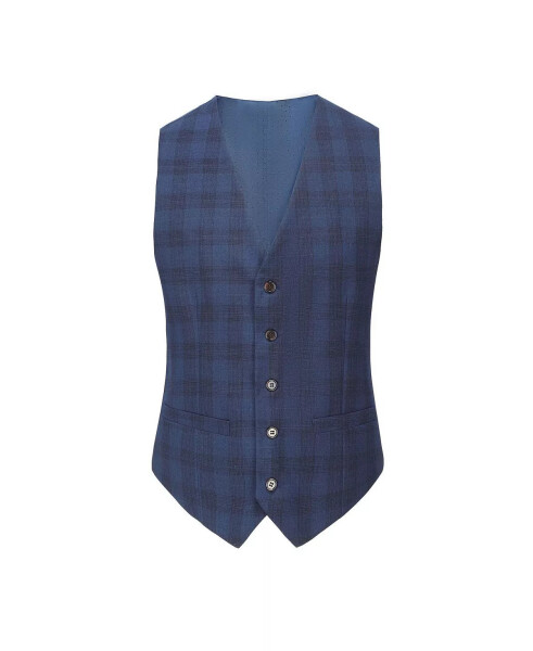 Men's 3-Piece Performance Stretch Slim Fit Check Suit Blue - 2