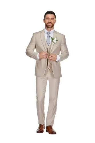 Men's 3-Piece Premium Vested 3-Piece Slim Fit Suit - 4