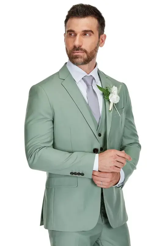 Men's 3-Piece Premium Vested 3-Piece Slim Fit Suit - 3