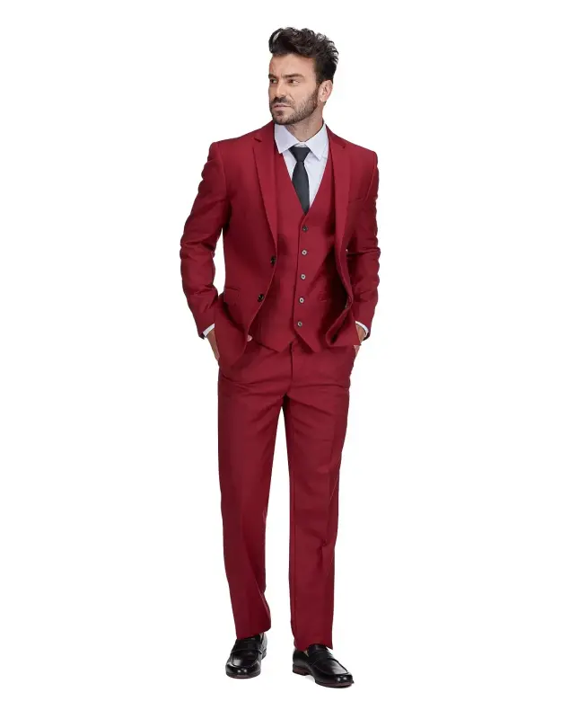 Men's 3-Piece Premium Vested 3-Piece Slim Fit Suit - 3