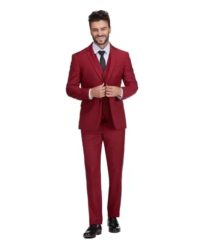 Men's 3-Piece Premium Vested 3-Piece Slim Fit Suit - 4