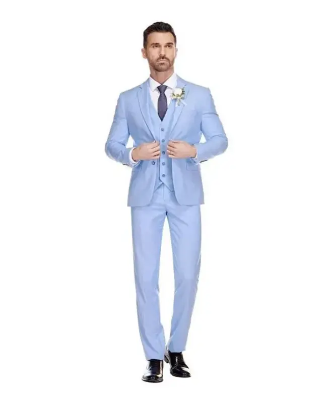 Men's 3-Piece Premium Vested 3-Piece Slim Fit Suit - 1