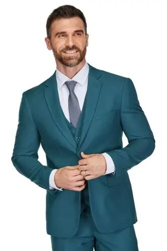 Men's 3-Piece Premium Vested 3-Piece Slim Fit Suit - Sea green - BRAVEMAN (1)