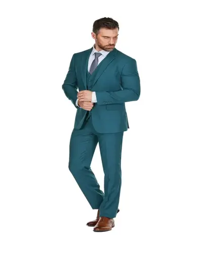 Men's 3-Piece Premium Vested 3-Piece Slim Fit Suit - Sea green - 3