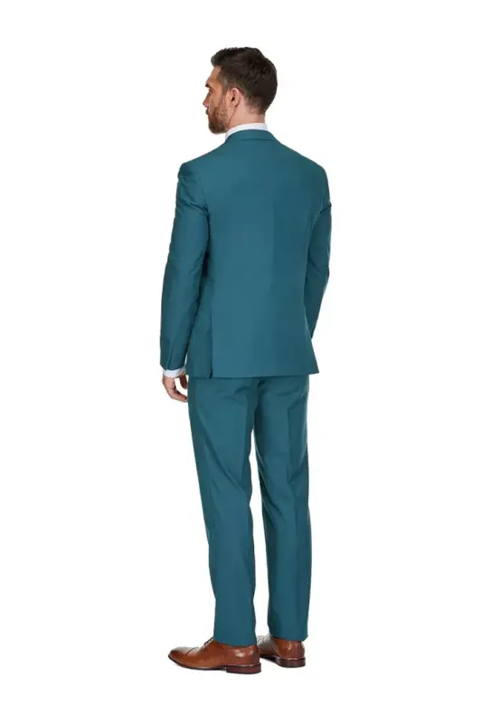 Men's 3-Piece Premium Vested 3-Piece Slim Fit Suit - Sea green - 4