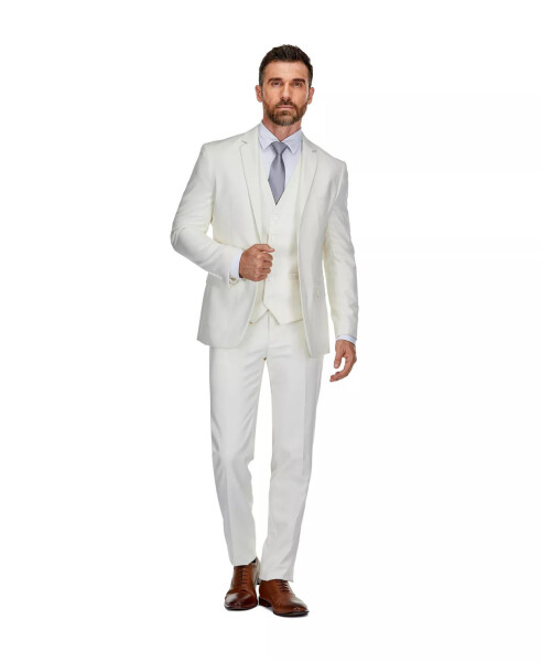 Men's 3-Piece Premium Vested Slim Fit Suit Ivory - 1