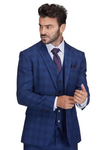 Men's 3-Piece Slim Fit Check Suit - GINO VITALE (1)