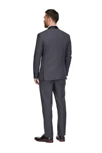 Men's 3-Piece Slim Fit Shawl Lapel Tuxedo - Charcoal - 3