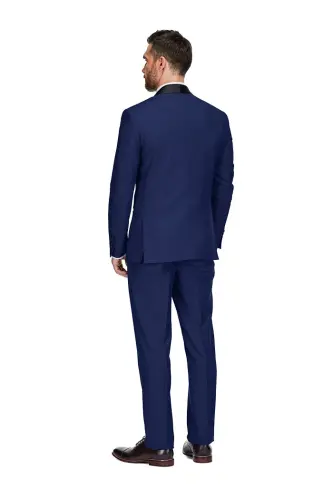 Men's 3-Piece Slim Fit Shawl Lapel Tuxedo - Indigo - 3