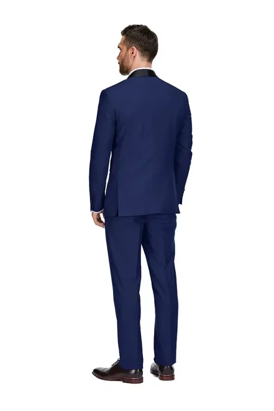 Men's 3-Piece Slim Fit Shawl Lapel Tuxedo - Indigo - 3