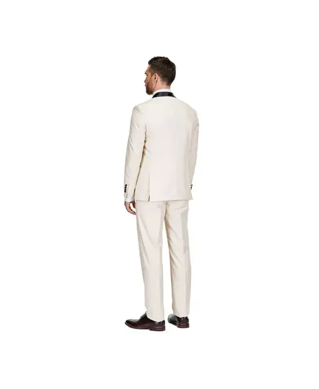 Men's 3-Piece Slim Fit Shawl Lapel Tuxedo - Ivory - 3