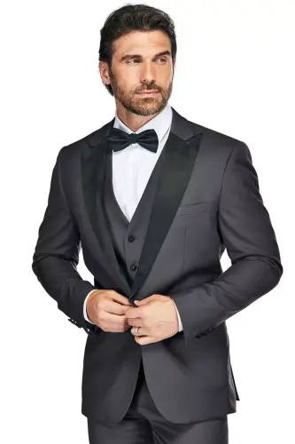 Men's 3-Piece Slim Fit Tuxedo with Peak Lapel - 2