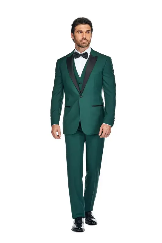 Men's 3-Piece Slim Fit Tuxedo with Peak Lapel - GINO VITALE