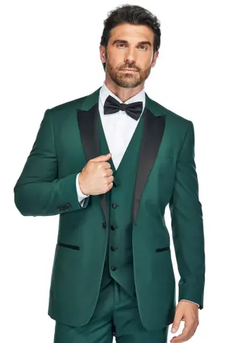 Men's 3-Piece Slim Fit Tuxedo with Peak Lapel - 2