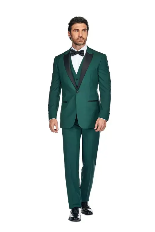 Men's 3-Piece Slim Fit Tuxedo with Peak Lapel - GINO VITALE