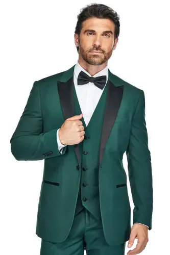 Men's 3-Piece Slim Fit Tuxedo with Peak Lapel - GINO VITALE (1)