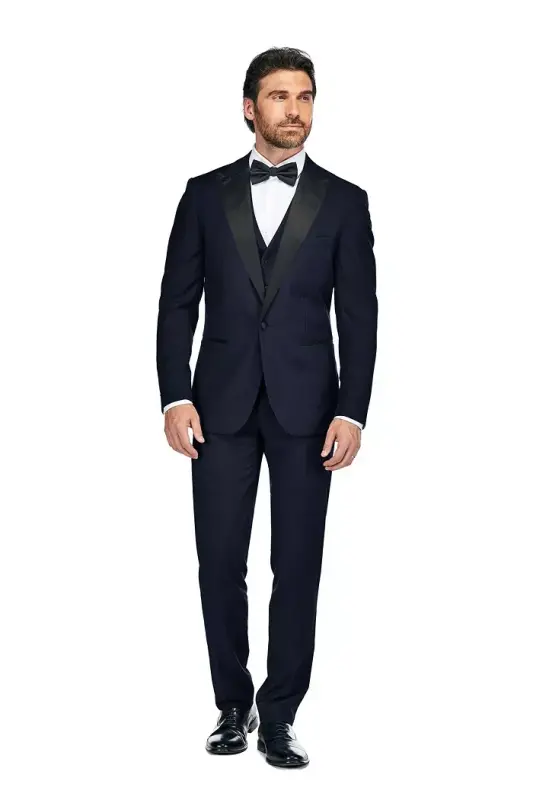 Men's 3-Piece Slim Fit Tuxedo with Peak Lapel - 1