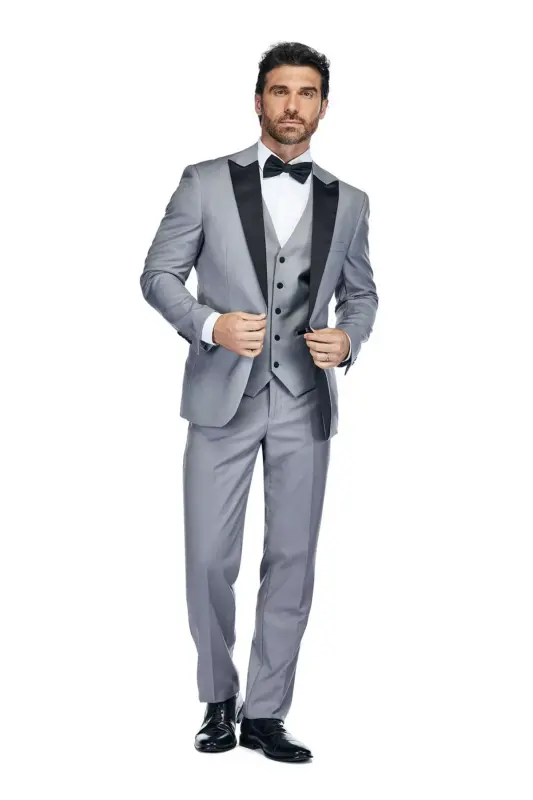 Men's 3-Piece Slim Fit Tuxedo with Peak Lapel - 1