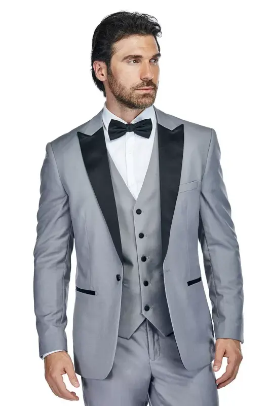 Men's 3-Piece Slim Fit Tuxedo with Peak Lapel - 2