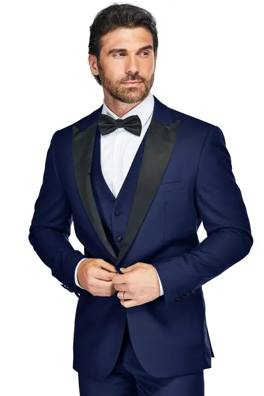 Men's 3-Piece Slim Fit Tuxedo with Peak Lapel - 2