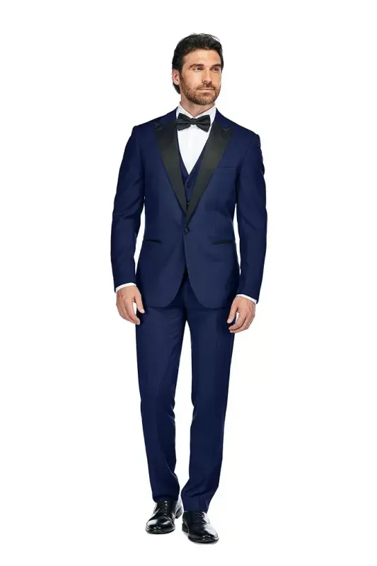 Men's 3-Piece Slim Fit Tuxedo with Peak Lapel - GINO VITALE