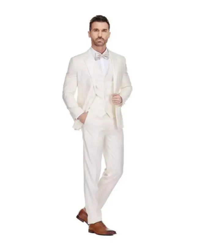 Men's 3-Piece Slim Fit Tuxedo with Peak Lapel - 3