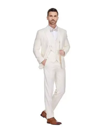 Men's 3-Piece Slim Fit Tuxedo with Peak Lapel - 3