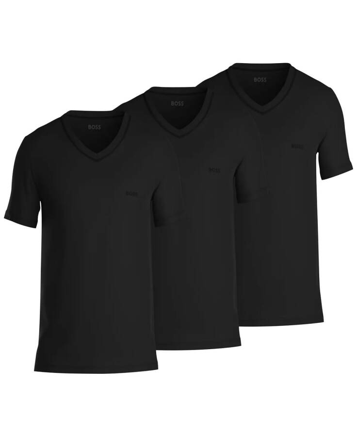 Men's 3-Pk. Classic Solid V-Neck T-Shirts Black - 1