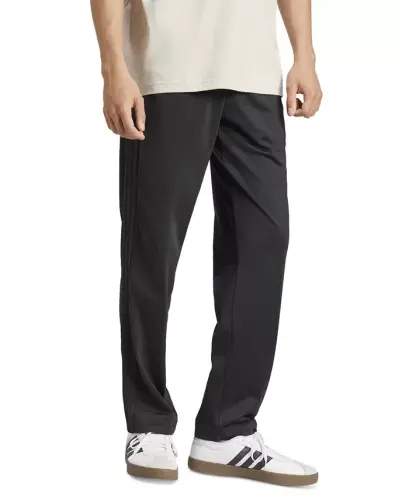 Men's 3-Stripes Regular Open Hem Track Pants - Black/Black Patent - 2