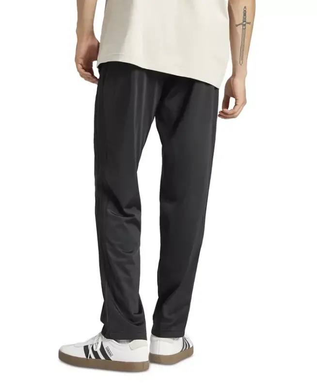 Men's 3-Stripes Regular Open Hem Track Pants - Black/Black Patent - 3