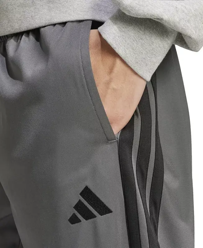 Men's 3-Stripes Regular Open Hem Track Pants - Black/Black Patent - 4