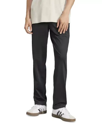 Men's 3-Stripes Regular Open Hem Track Pants - Black/Black Patent 