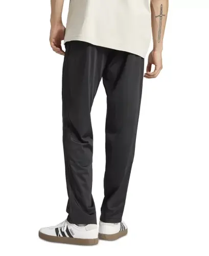 Men's 3-Stripes Regular Open Hem Track Pants - Black/Black Patent - 3