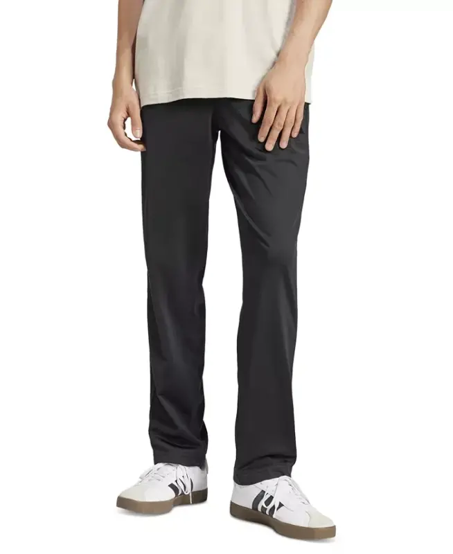 Men's 3-Stripes Regular Open Hem Track Pants - Black/Black Patent - ADIDAS