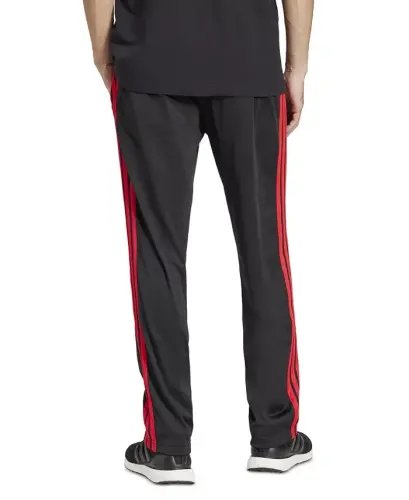 Men's 3-Stripes Regular Open Hem Track Pants - Black/Red - 4