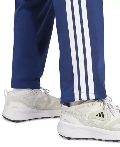 Men's 3-Stripes Regular Open Hem Track Pants - Dark Blue - 3