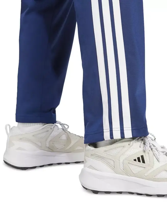 Men's 3-Stripes Regular Open Hem Track Pants - Dark Blue - 4