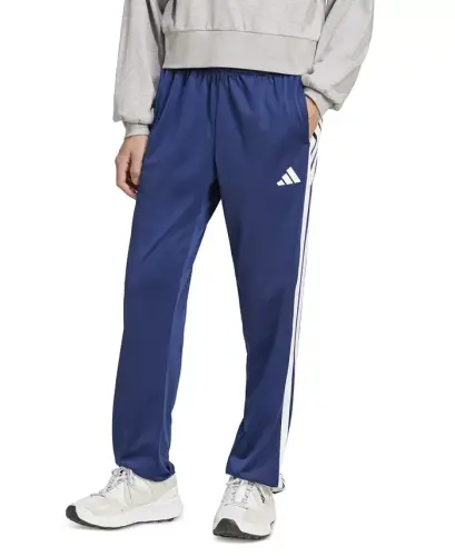 Men's 3-Stripes Regular Open Hem Track Pants - Dark Blue 